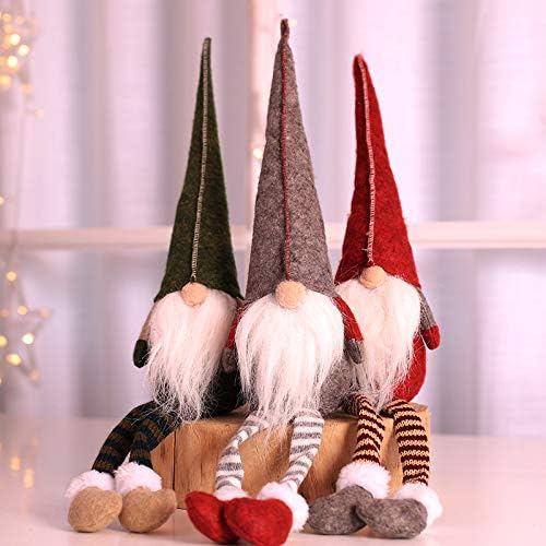 גמדי חג המולד של fvcent | 3 יח 'גמדי שודים שוודים קטיפה סנטה בעבודת יד טומטה יושבת כריזמות דקוראטציה סקנדינביה